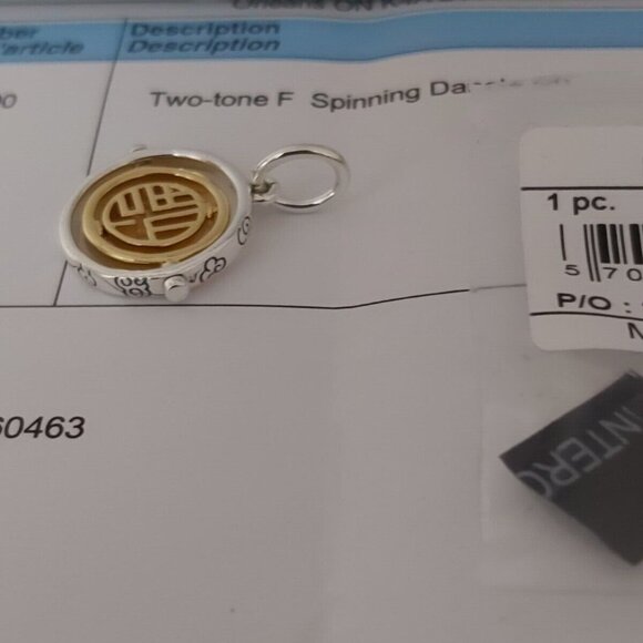 AUTHENTIC PANDORA TWO-TONE Fú Spinning Dangle Charm/Pendant 762536C00 - Picture 4 of 15